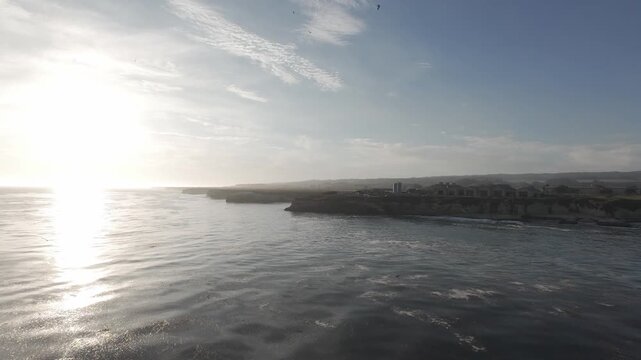 Santa Cruz Coastal Cliffs and Pacific Ocean Aerial Drone Shot in RAW / LOG Format