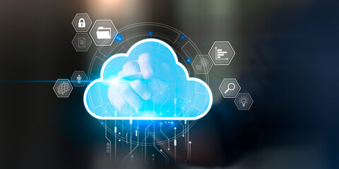 Digital transformation through cloud technology, secure data storage, and virtual connectivity. Ideal for cloud computing, online services, remote work, and modern enterprise infrastructure.