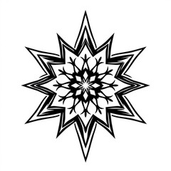 Minimilist a symmetrical star shape with intricate floral patterns in black and white design element vector art vector