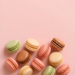 Fototapeta premium Macaroons on pastel background 