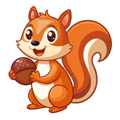 Squirrel with Acorn Vector Cartoon Character