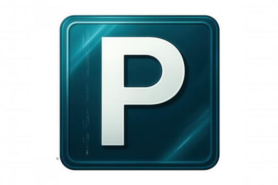 Transparent parking sign marking designated vehicle zone, supporting urban planning and transportation graphic design needs - Powered by Adobe