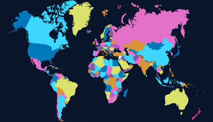 Fototapeta premium World map. Color modern vector map. Silhouette map.