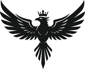 Majestic eagle with crown, powerful wings outstretched, creating a bold statement of strength and freedom