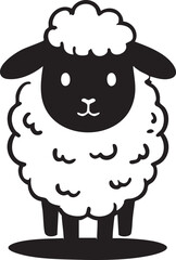 Cute sheep vector illustration: black and white cartoon lamb graphic eps silhouette