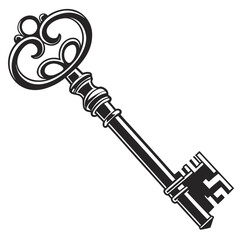 Ancient key with twisted handle silhouette