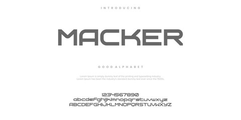 Macker Sport Modern Future bold Alphabet Font. Typography urban style fonts for technology, digital, movie logo bold style. vector illustration