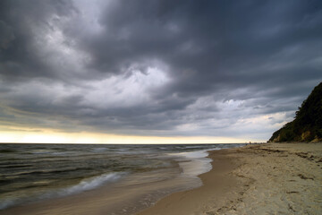 Natural landscape from the sea on a cloudy windy day.