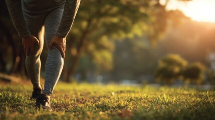 Healthy lifestyle with young man stretching in city park, fitness and wellness concept