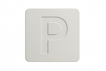 Parking sign with white embossed letter p on transparent background, ideal for transportation and parking-related projects