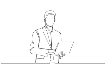 Business presentation trainer talking microphone concept One Continuous Line Drawing