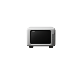 Vintage black and white television set with retro design on black background