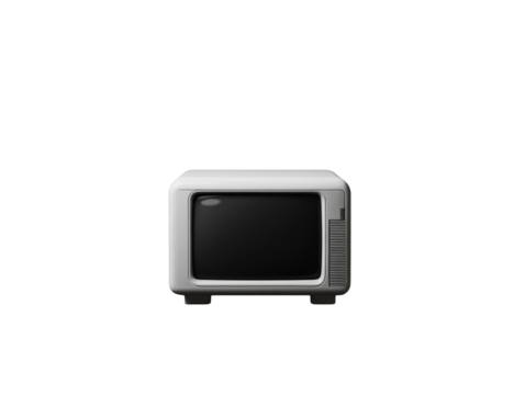 Vintage black and white television set with retro design on black background