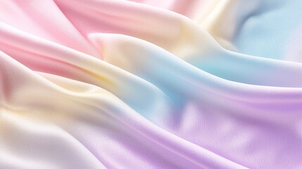 Obraz premium Plush felt fabric with a gradient of pastel colors—pink, purple, and yellow—boasting a soft texture that’s perfect for crafting cozy dresses or jackets, adding an elegant touch to clothing projects.