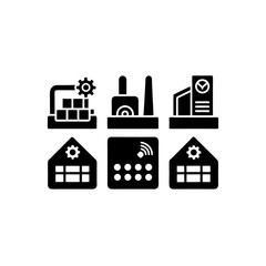 Fototapeta premium 6 different ai controlled factory panel silhouette