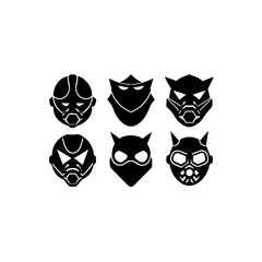 6 different anesthesia mask silhouette vector icon