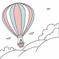 Hot air balloon flying over the mountains