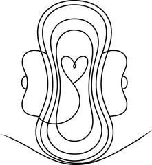 Sanitary Pad Outline with Heart Design Vector Illustration.