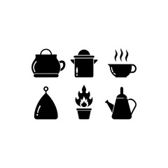 6 different boiling water silhouette vector icons 