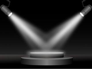 Stage Lights shining from a dark background