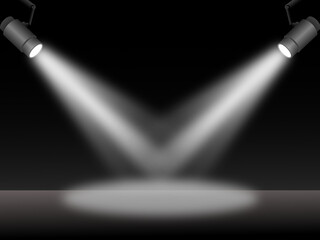 Stage Lights shining from a dark background