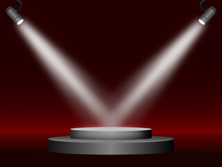 Stage Lights shining from a Red dark background