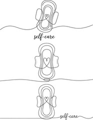 Self-Care Sanitary Pad Line Art Minimalist Feminine Hygiene Illustration.