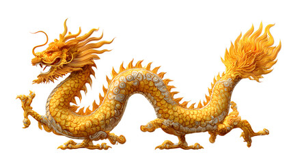 Chinese golden dragon isolated on white. Golden tradtional chinese dragon isolted on white