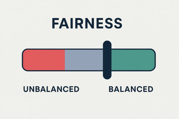 Fairness concept slider indicating balance and unbalance for social impact with ai for ethical decision making and equality