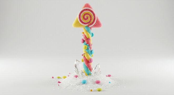 Colorful candy tower on white, a sweet treat fantasy for vibrant designs and playful projects