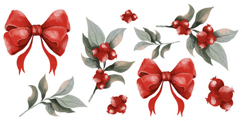 New Year, Christmas wreath. Cranberry berry. Food, decoration for the holiday. Happy New Year and Merry Christmas. A postcard for the New Year holidays. Seamless Christmas pattern. Believe.