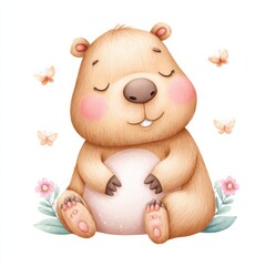 Adorable Bear Holding Heart in Paws Exuding Warmth and Love in a Playful and Charming Setting Perfect for Illustrating Affection and Friendship