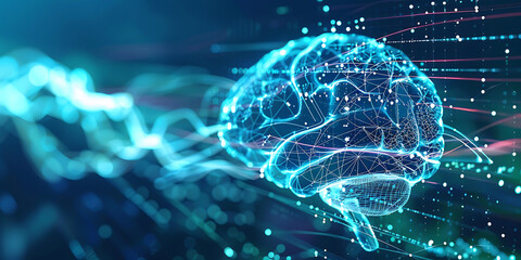 Digital Brain with Illuminated Neural Connections