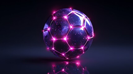 Photorealistic 3d render of a glowing networked sphere with bright pink connections