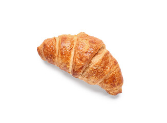 Tasty croissant on white background