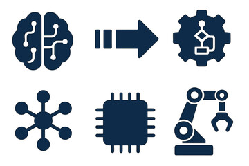 Abstract icons for, data processing, and industrial automation concepts