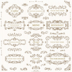Vintage decorative frames and ornate design elements. Vector illustration