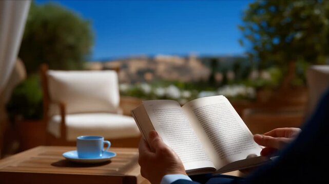 Learn Spanish effectively with flashcards in a vibrant, sunlit cafe setting.