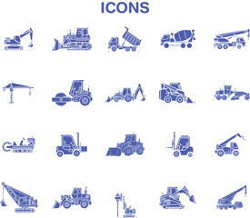 Heavy Construction and Industrial Machinery Icon Pack
