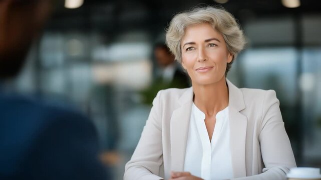 Experienced model mentoring a newcomer in a contemporary office setting.