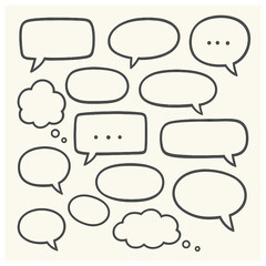 Whimsical speech bubbles vector | cartoon talk clouds, doodle frames for creative communication