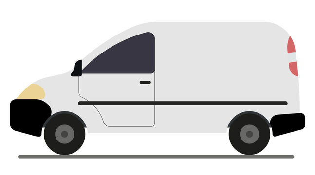 Illustration of a small cargo van for delivering goods. Simple modern vehicle.