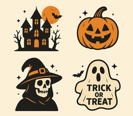 Obraz premium halloween vector set