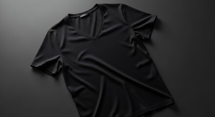 Black VNeck TShirt Mockup on Dark Background for Design and Apparel Promotion