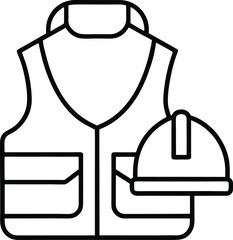 Safety Vest And Helmet Icon.