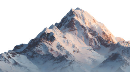 Snow-covered mountain peak glowing under the sunrise