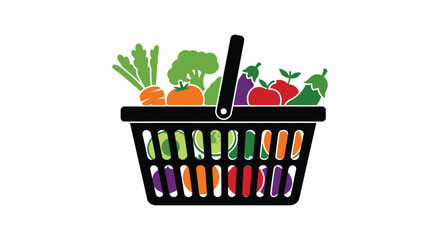 Fresh vegetable shopping basket filled with colorful produce
