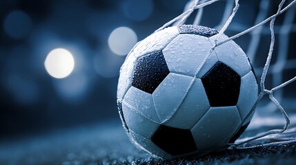 Capturing the moment a soccer ball scoring a goal in a professional sports photograph