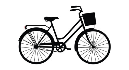 Fototapeta premium A black silhouette of a bicycle with a basket on the front