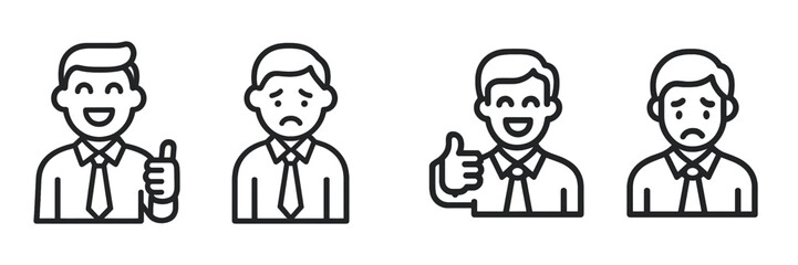 Expressions of happiness and sadness in vector illustrations